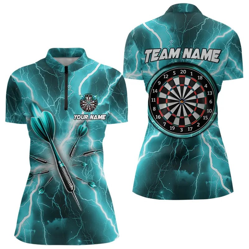 Türkis Blitz 3D Darts Polo Shirt - Individuelles Darttrikot T3339 - Outfitsuche