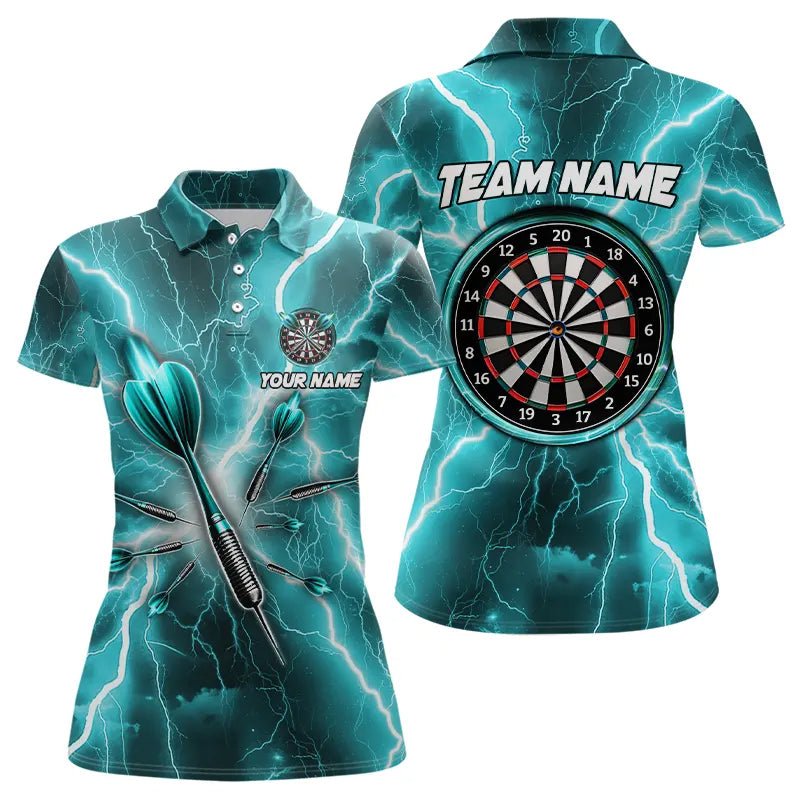 Türkis Blitz 3D Darts Polo Shirt - Individuelles Darttrikot T3339 - Outfitsuche