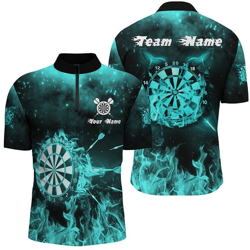 Türkis Feuer Flamme Herren Darts Polo Shirt | Personalisiertes Darts Shirt für Männer | Dart Trikot | L1379 - Outfitsuche