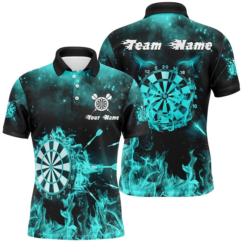 Türkis Feuer Flamme Herren Darts Polo Shirt | Personalisiertes Darts Shirt für Männer | Dart Trikot | L1379 - Outfitsuche