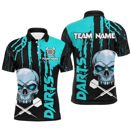 Türkise Grunge Dartshirts mit Totenkopf für Herren – Geisterhafte Dart - Trikots, Teamshirts für die Darts - Liga T2796 - Outfitsuche