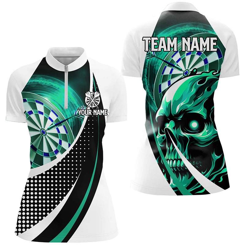 Türkise Totenkopf - Dartshirts für Damen T2263 - Outfitsuche