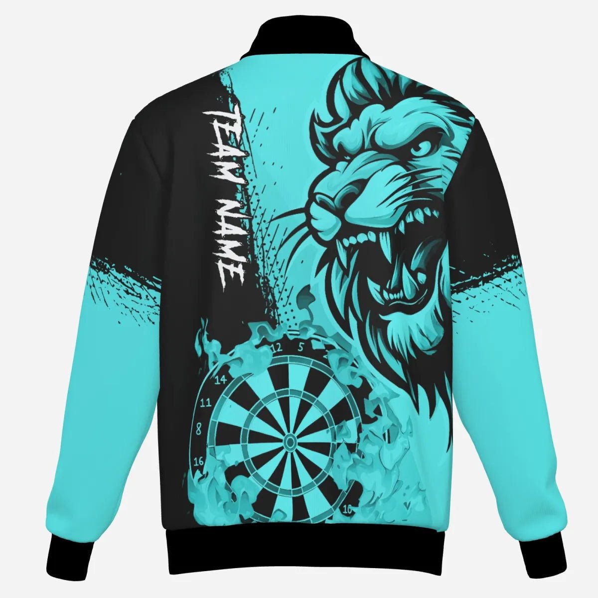 Türkisfarbener Lustiger Darts - Flammenlöwe Jacke, Personalisierte Herren Dart - Jacket T2958 - Outfitsuche