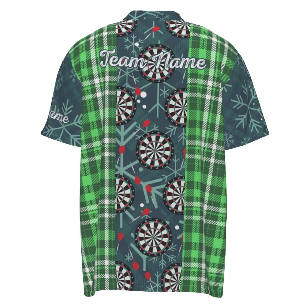 Weihnachts-Darts Flanell-Karo-Muster, grünes 1/4 Zip Shirt, individuell anpassbares Darts-Trikot für Herren LDT0895 V292 - Outfitsuche