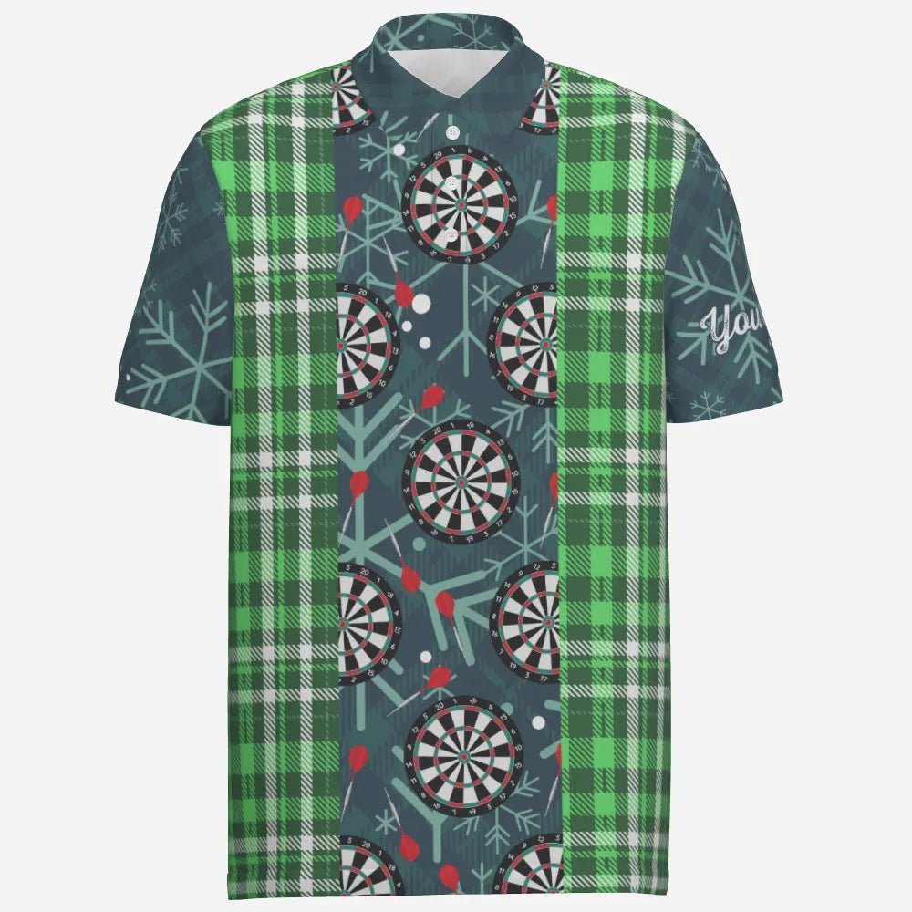 Weihnachts-Darts Flanell-Karo-Muster Herren Polo-Shirt, individuell anpassbares Darts-Trikot für Männer, Grün V292 - Outfitsuche