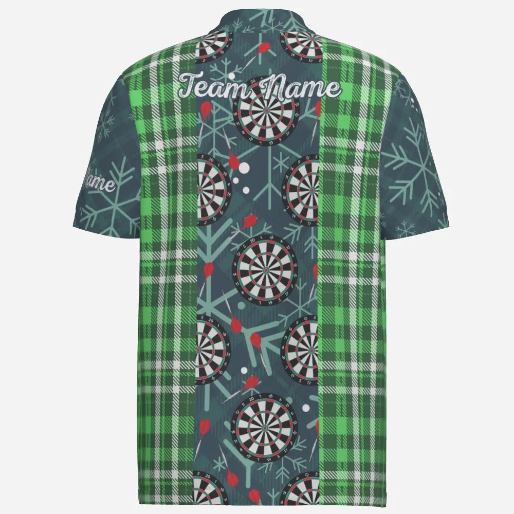 Weihnachts-Darts Flanell-Karo-Muster Herren Polo-Shirt, individuell anpassbares Darts-Trikot für Männer, Grün V292 - Outfitsuche