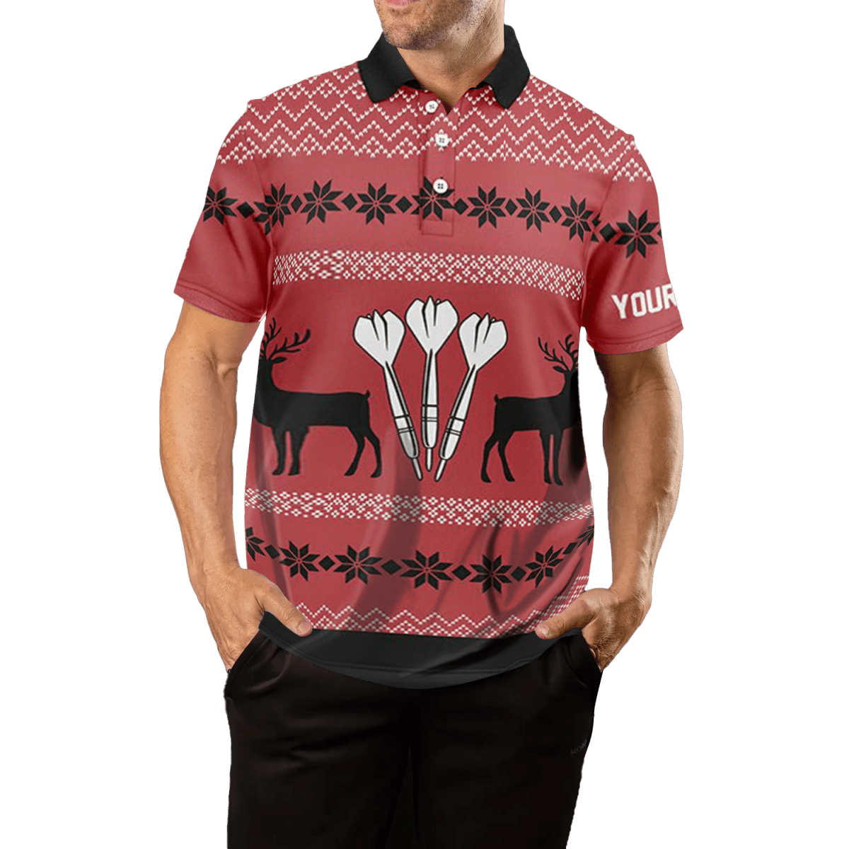 Weihnachtsrentiere Darts Polo - Shirt | Rot | Herren L798 - Outfitsuche