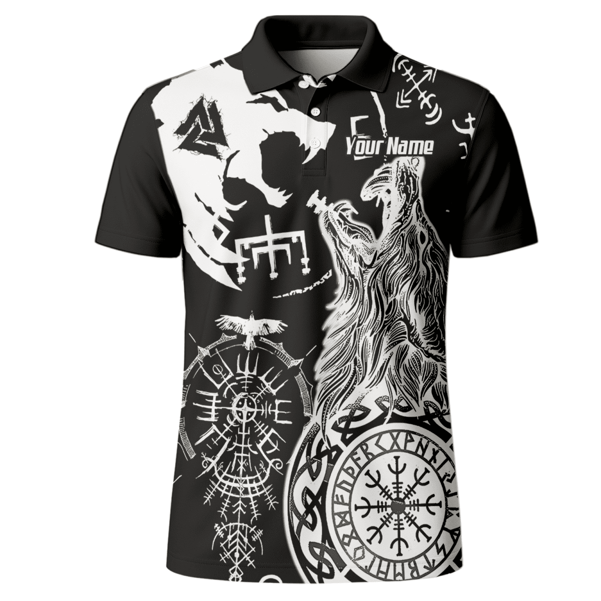 Wikinger Wolf Polo - Shirt Schwarz VKB9239 - Outfitsuche