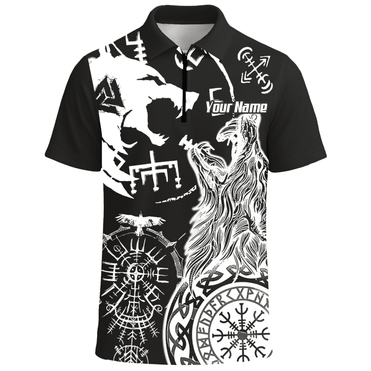 Wikinger Wolf Polo - Shirt Schwarz VKB9239 - Outfitsuche