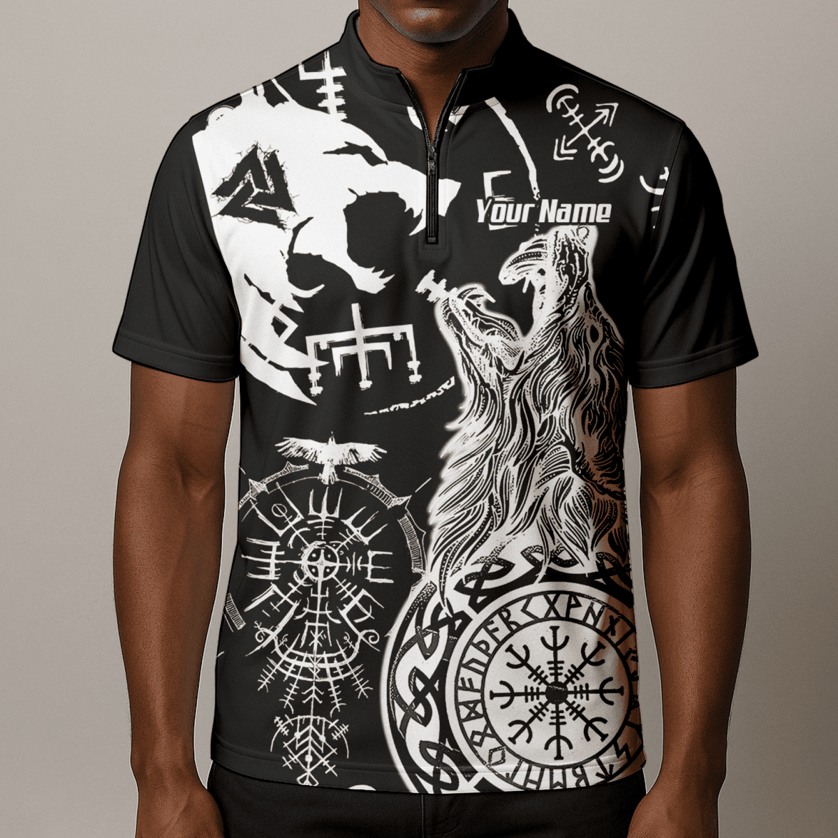 Wikinger Wolf Polo - Shirt Schwarz VKB9239 - Outfitsuche