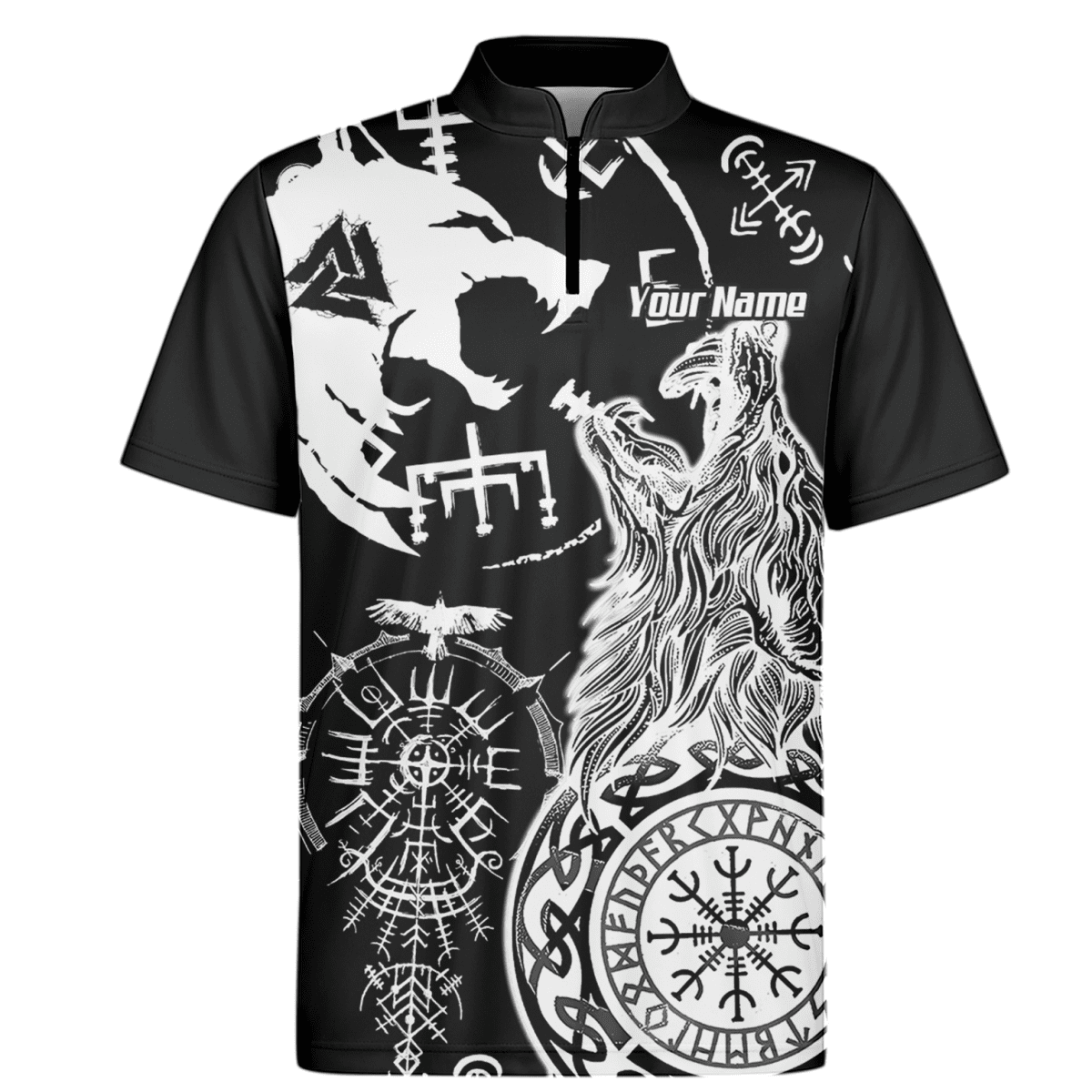 Wikinger Wolf Polo - Shirt Schwarz VKB9239 - Outfitsuche