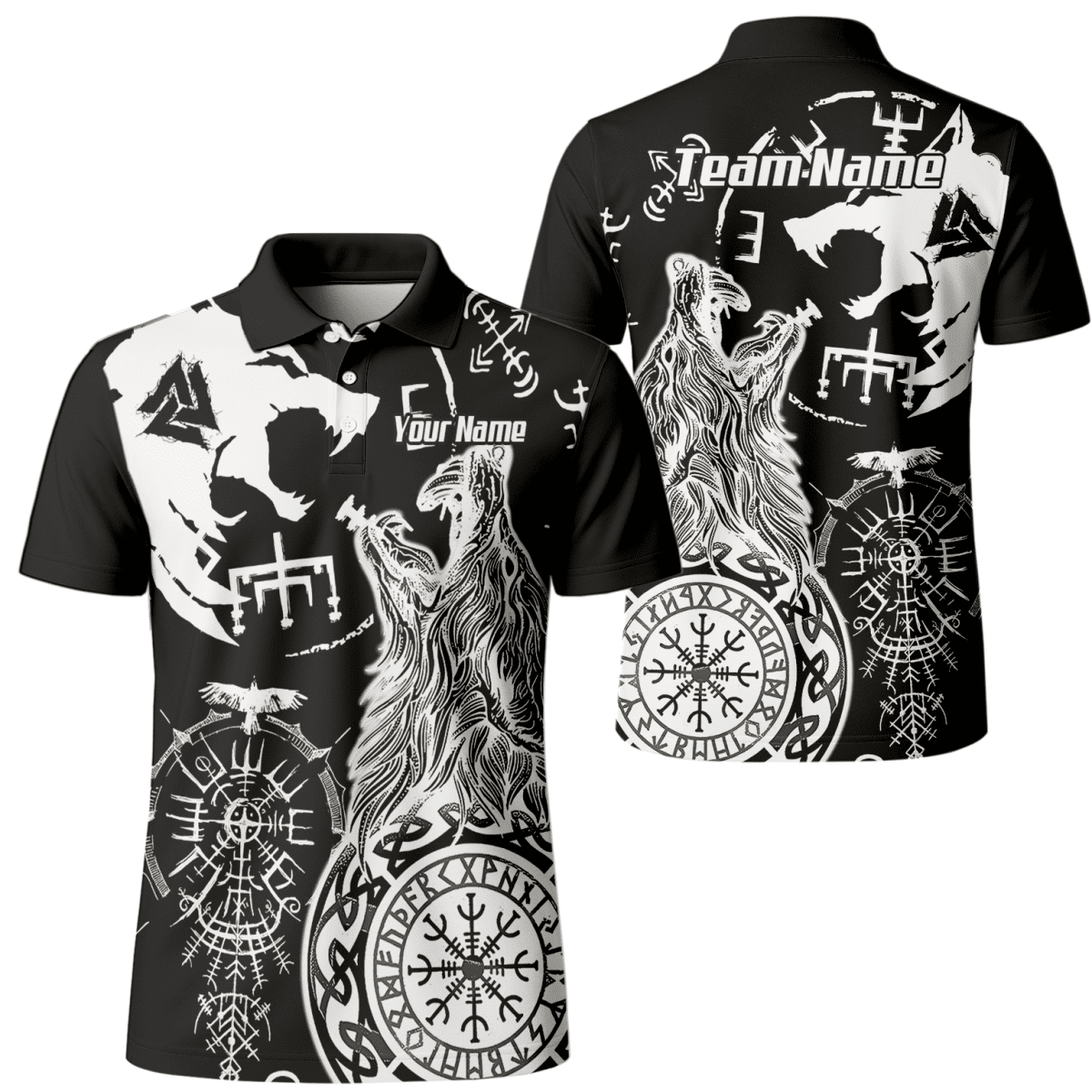 Wikinger Wolf Polo - Shirt Schwarz VKB9239 - Outfitsuche