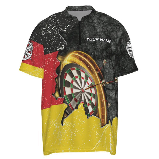 Zielscheibe Meisterschaft Dart Zipper Shirt "Deutscher Wurf", personalisiertes Herrenshirt mit lebendigem Deutschland Flagge-Design, Dart-Jersey GM9182 - Outfitsuche