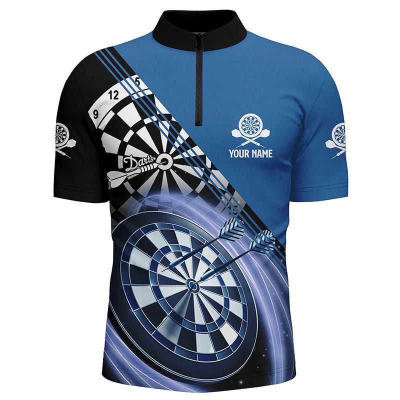 Blau Herren Darts 1/4 Zip Shirt mit individuellem Namen, personalisierte Darts Shirts für Männer Dart Trikot M759 - Outfitsuche