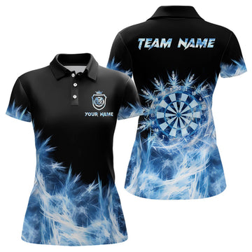 Eisblaues Damen Darts Polo Shirt, individuell anpassbares Darts-Shirt für Frauen, Darts Team Trikot R524 - Outfitsuche