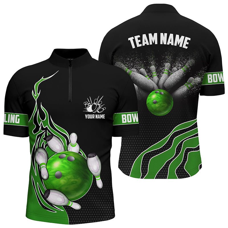 Grüne Flammen Bowling Polo Shirts für Männer Bowlingkugel, individuelle Bowling Team Trikots Bowler Outfits - Outfitsuche