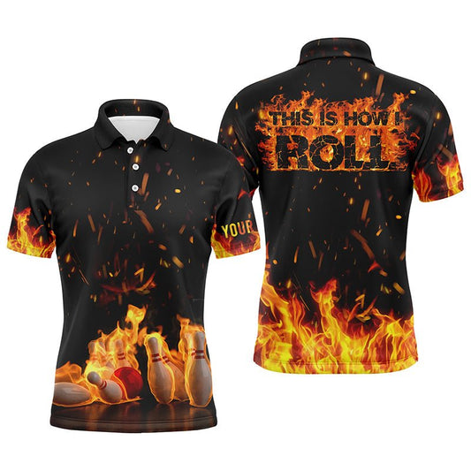 Herren Bowling-Shirt "This is how I roll" mit individuell gestalteter Bowlingkugel und Pins, maßgeschneiderte Bowling-Shirts für Männer - Outfitsuche