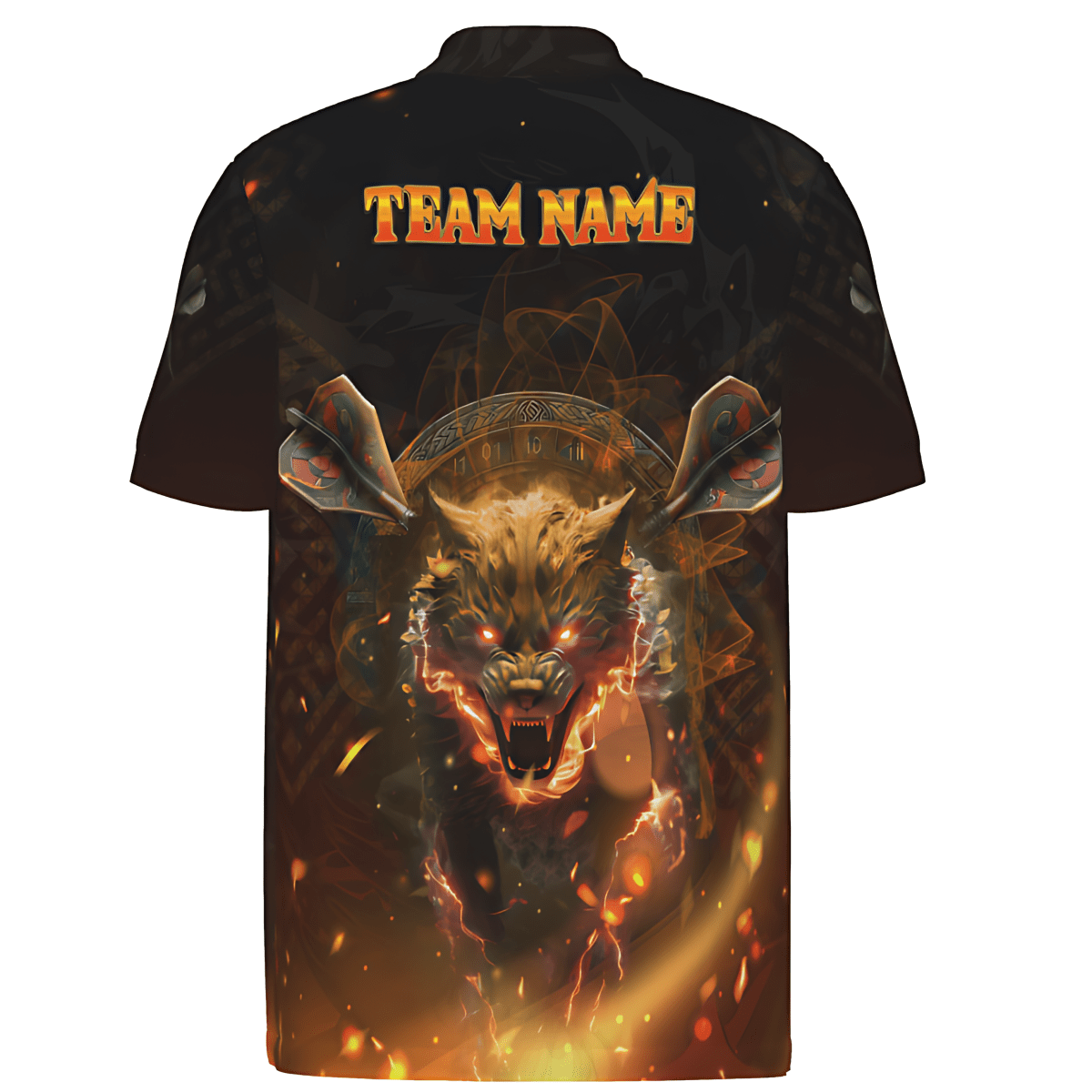 Herren Dart-Polo-Trikot mit Wikinger-Motiv – Feuerwolf Design Viking, Perfekt für Dartspieler und Team-Events VK6292 - Outfitsuche