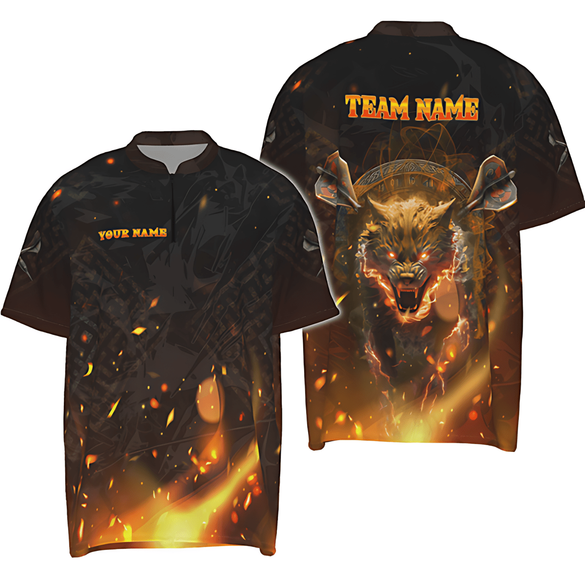 Herren Dart-Polo-Trikot mit Wikinger-Motiv – Feuerwolf Design Viking, Perfekt für Dartspieler und Team-Events VK6292 - Outfitsuche