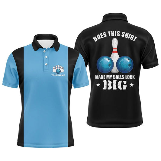Herren Polo Bowling Shirt, individuell anpassbar, Vintage Blau und Schwarz, Macht dieses Shirt meine Bälle groß aussehen? - Outfitsuche
