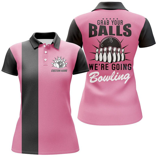 Hol dir deine Bälle, wir gehen bowlen Damen Polo Shirts, rosa Bowling Shirts für Frauen - Outfitsuche