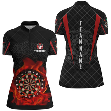 Individuell anpassbares Dart-Team-Trikot für Frauen mit Flammenmuster und keltischem Motiv - Outfitsuche