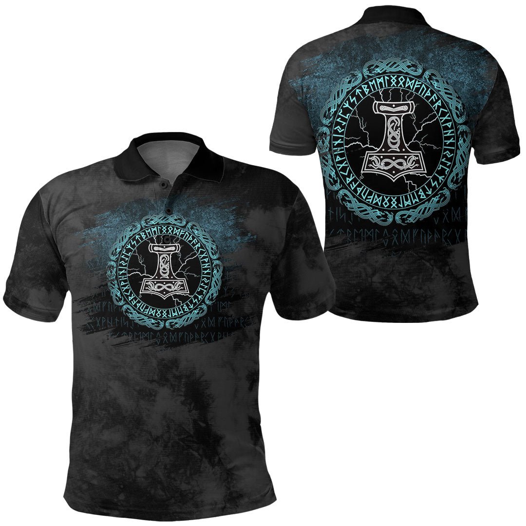 Individuell Dartshirt BlauJoseWikinger - Mjolnir und Valknut Polo-Shirt VK7542 - Outfitsuche