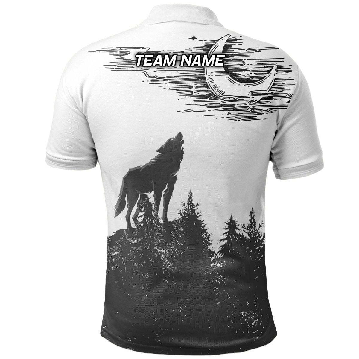 Individuell Dartshirt mit Wikinger Motiv - Rabe und Wolf im Kiefernwald Polo Shirt VK5604 - Outfitsuche