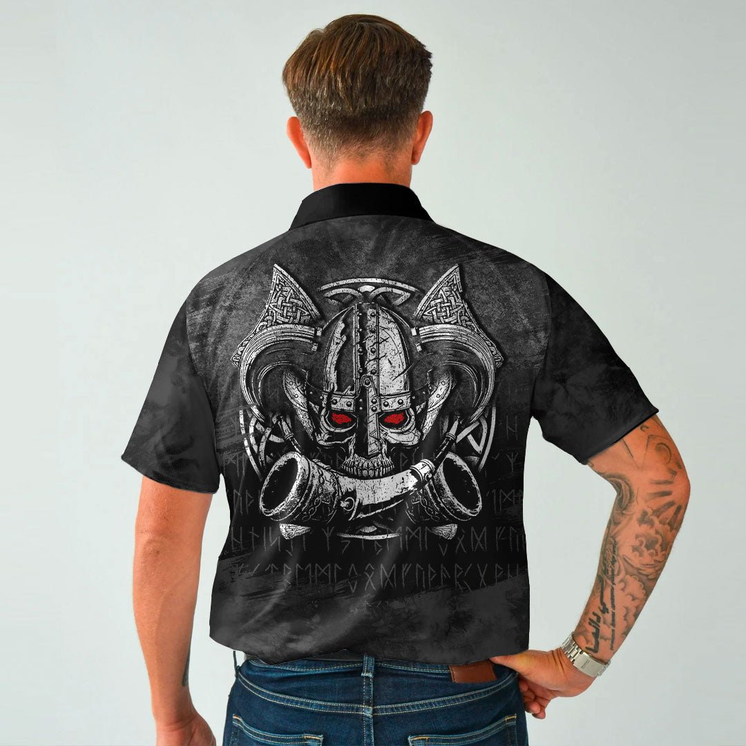 Individuell Dartshirt Wikinger - Nordische Mythologie Schädel Met Horn Krieger Runen Wikinger Polo-Shirt VK3767 - Outfitsuche