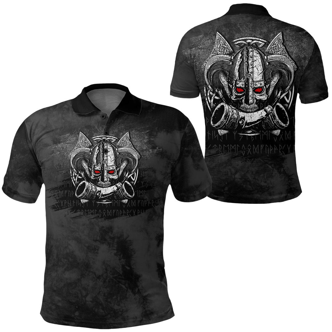 Individuell Dartshirt Wikinger - Nordische Mythologie Schädel Met Horn Krieger Runen Wikinger Polo-Shirt VK3767 - Outfitsuche