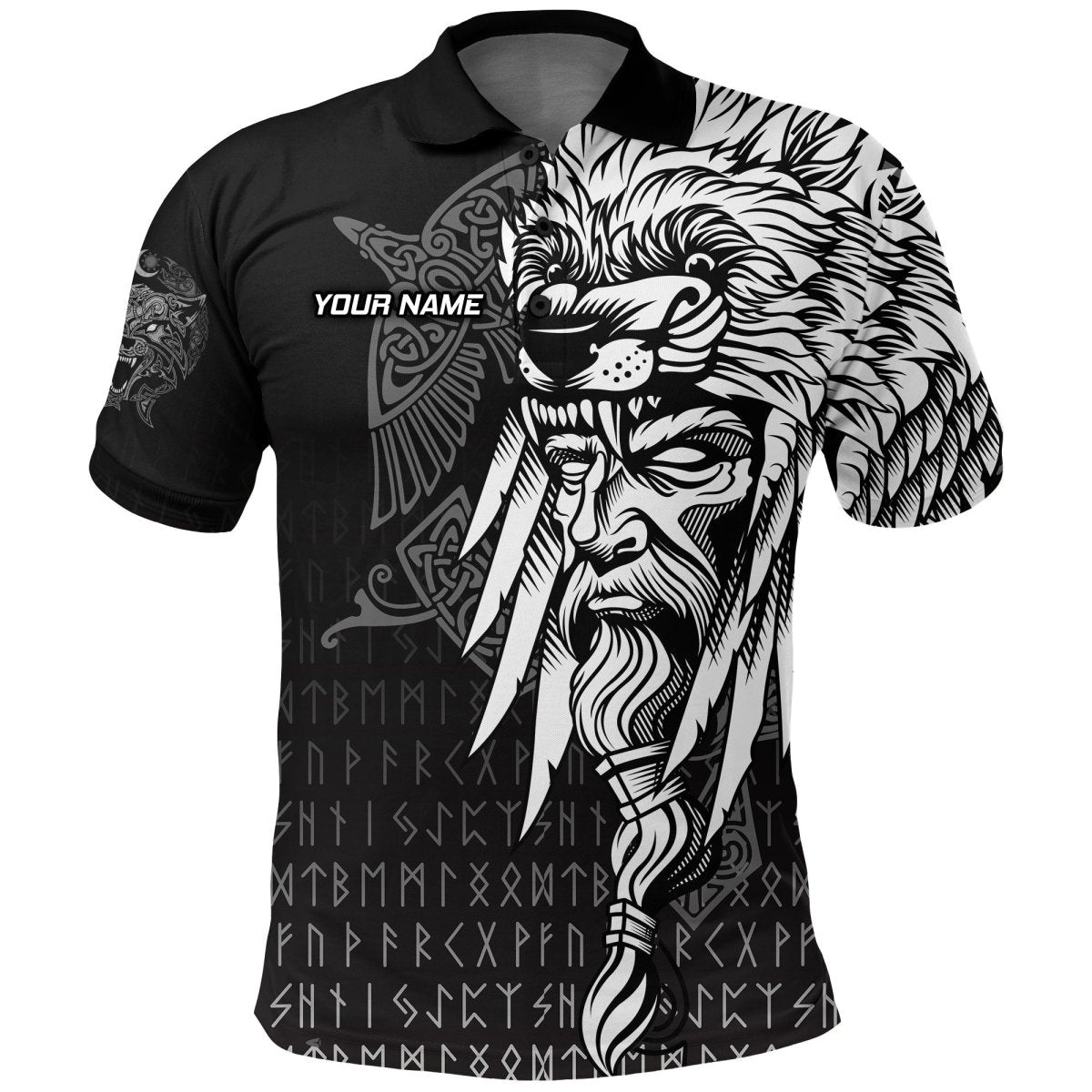 Individuell Dartshirt Wikinger Polo Odin Raben und Fenrir auf der Hand VK8217 - Outfitsuche