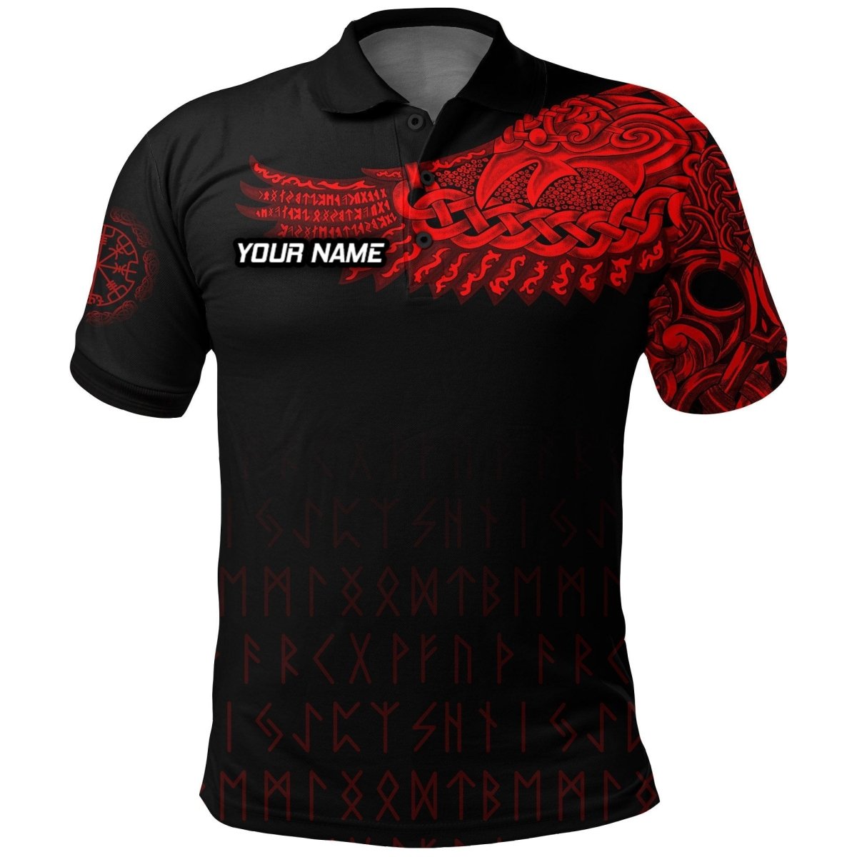 Individuell Dartshirt Wikinger Polo-Shirt - Der Rabe von Odin Tattoo VK4323 - Outfitsuche