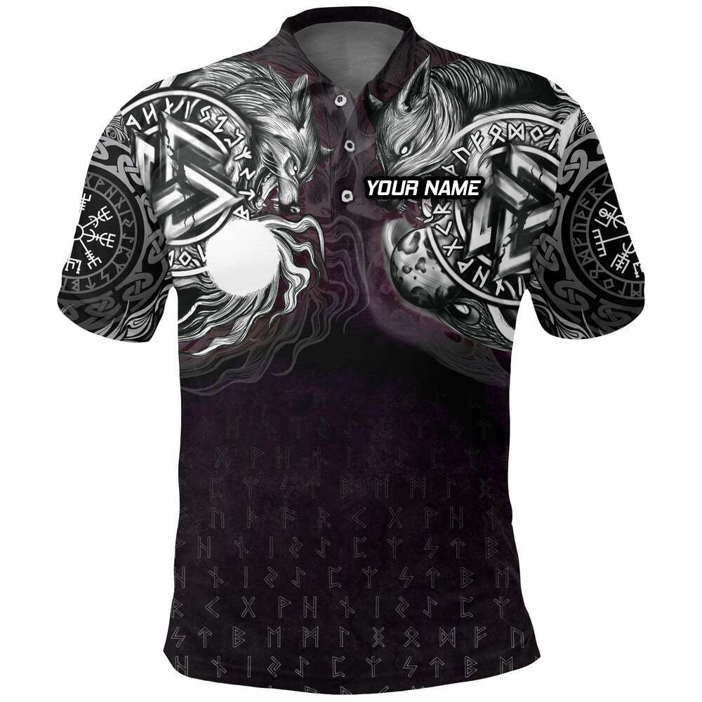 Individuell Dartshirt Wikinger Polo Shirt - Hati und Skoll Valknut VK6993 - Outfitsuche