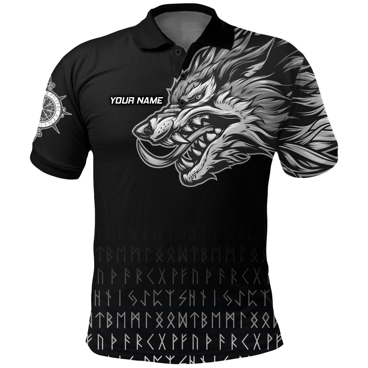 Individuell Dartshirt Wikinger Polo Shirt mit Fenrir Wolf nahe der Schulter VK2827 - Outfitsuche