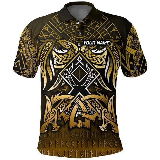 Individuell Dartshirt Wikinger Polo Shirt - Othala und Rabe Goldene VK4432 - Outfitsuche