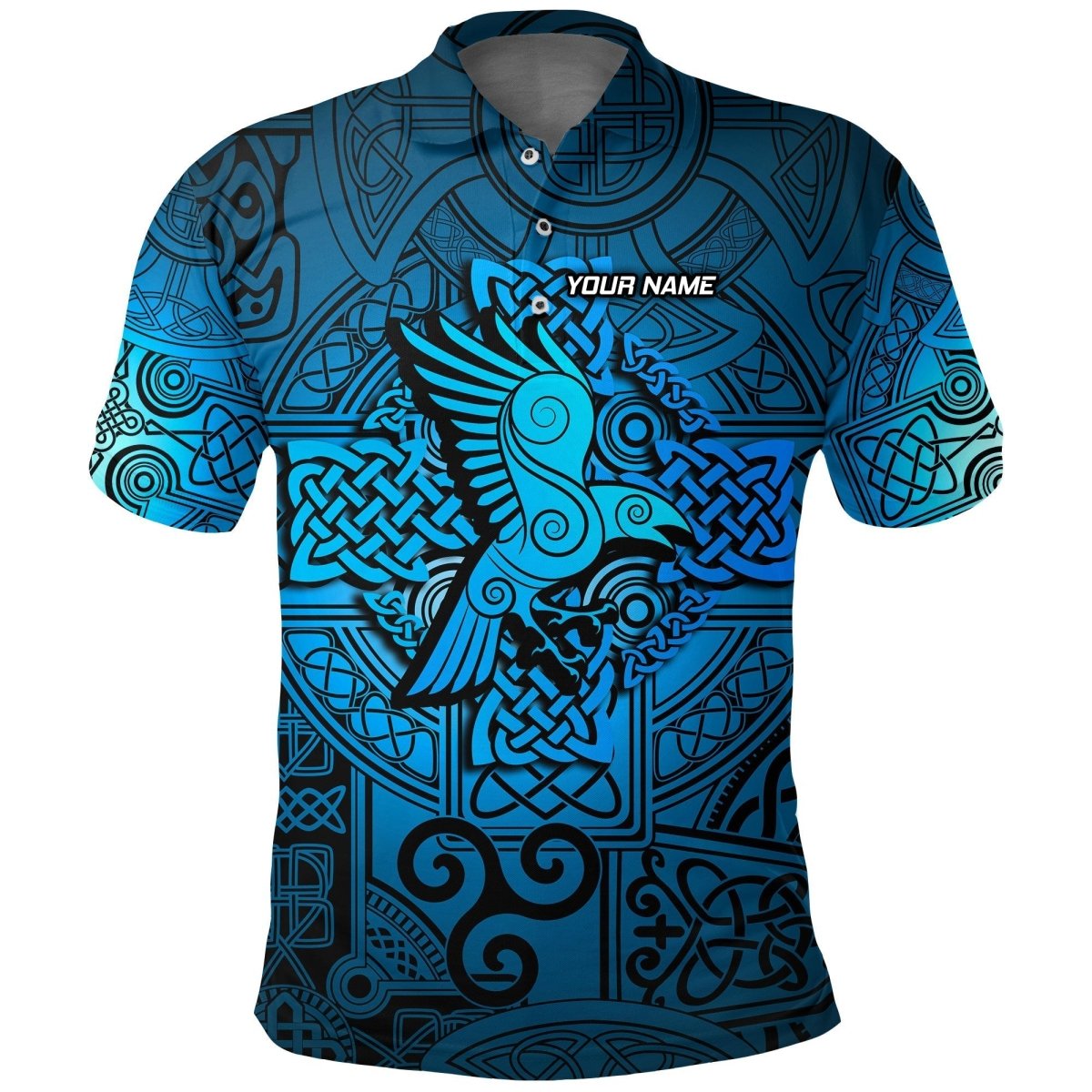 Individuell Dartshirt Wikinger Polo-Shirt - Rabe Odin Keltisch Cyan VK3036 - Outfitsuche