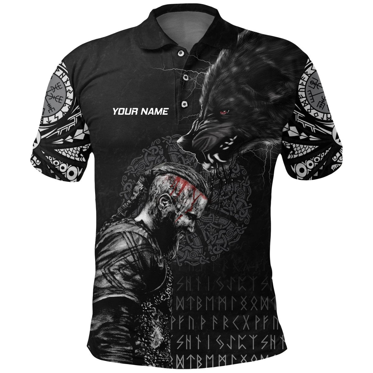 Langlands Tartan Polo Shirt Viking Wolf