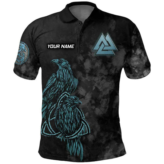 Individuell Dartshirt Wikinger Polo-Shirt - Wikinger Wolf - Rabe von Odin Cyan VK3238 - Outfitsuche