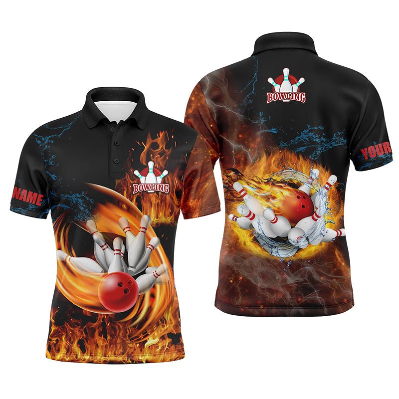 Individuell gestaltbare Bowling-Shirts für Herren mit Flammen Bowlingkugel und Pins, Teamshirt, Bowlingtrikots - Outfitsuche