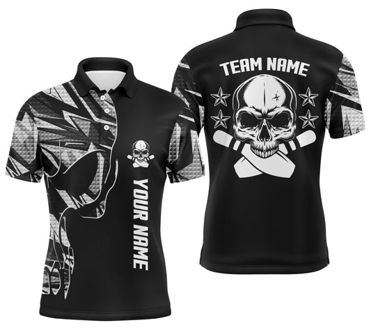 Individuell gestaltete Bowling-Polo-Shirts für Herren mit Namen und Teamnamen Skull Bowling, Team-Bowling-Shirts | Weiß - Outfitsuche