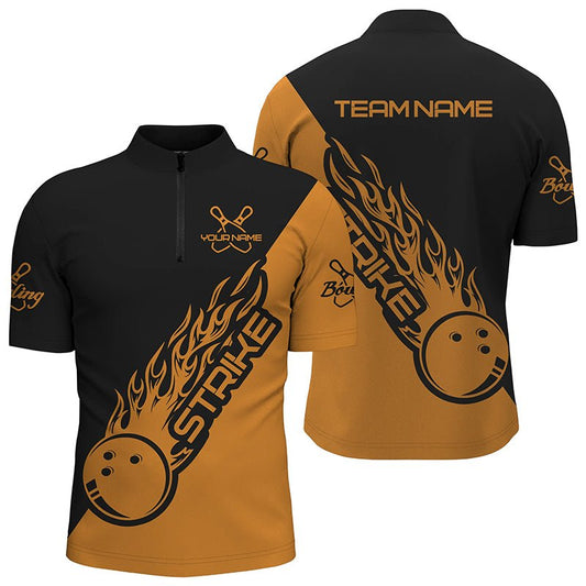 Individuell gestaltete Bowling-Shirts für Männer und Frauen, Bowling-Team-Shirts Bowling Strike | Schwarz und Orange - Outfitsuche