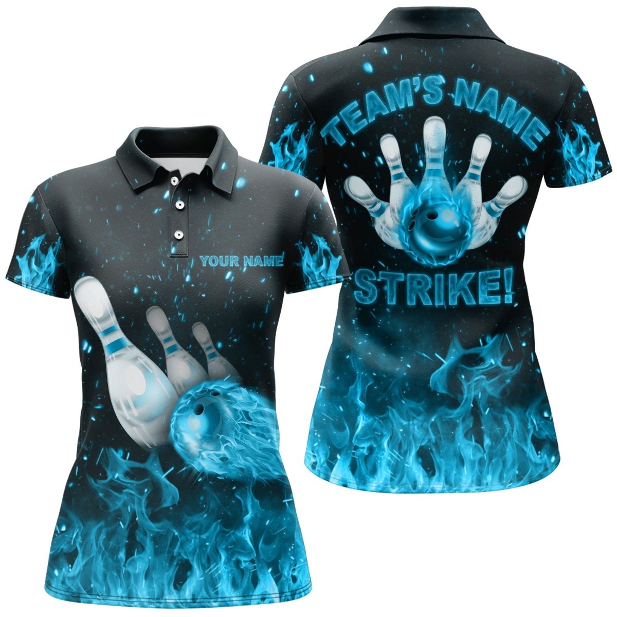 Individuell gestaltetes Bowling-Shirt für Frauen mit Flammen, Strike Bowling Trikot für Team Liga Bowling Polo Shirt - Outfitsuche