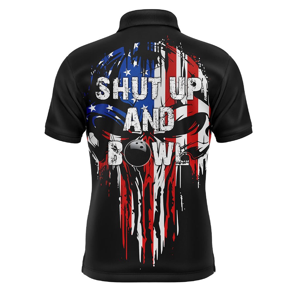 Individuelles Herren Bowling Polo Shirt mit Totenkopf-Motiv, lustiges Bowling Team Shirt "Shut Up And Bowl" - Outfitsuche