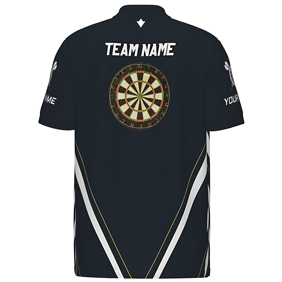 Marineblaues Dart-Polo-Shirt mit Wolfsmotiv, individuell anpassbares Team-Trikot mit Dartboard, Herren Dartshirt vk822 - Outfitsuche