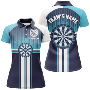 Maßgeschneidertes Dartboard Sport-Stil Weiß Blau Polo-Shirt Darts Trikot für Frauen LDT0416 H389 - Outfitsuche