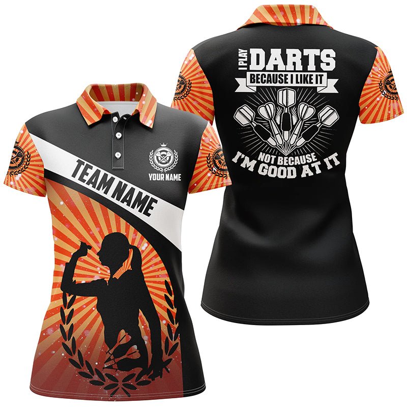 Orange Halo Damen Darts Polo Shirt, Dart Trikots für Frauen - Ich spiele Darts, weil es mir gefällt Y908 - Outfitsuche