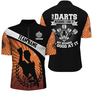 Orange Halo Darts Herren Dart-Shirt mit Viertelreißverschluss, Dart Trikots für Männer - Outfitsuche