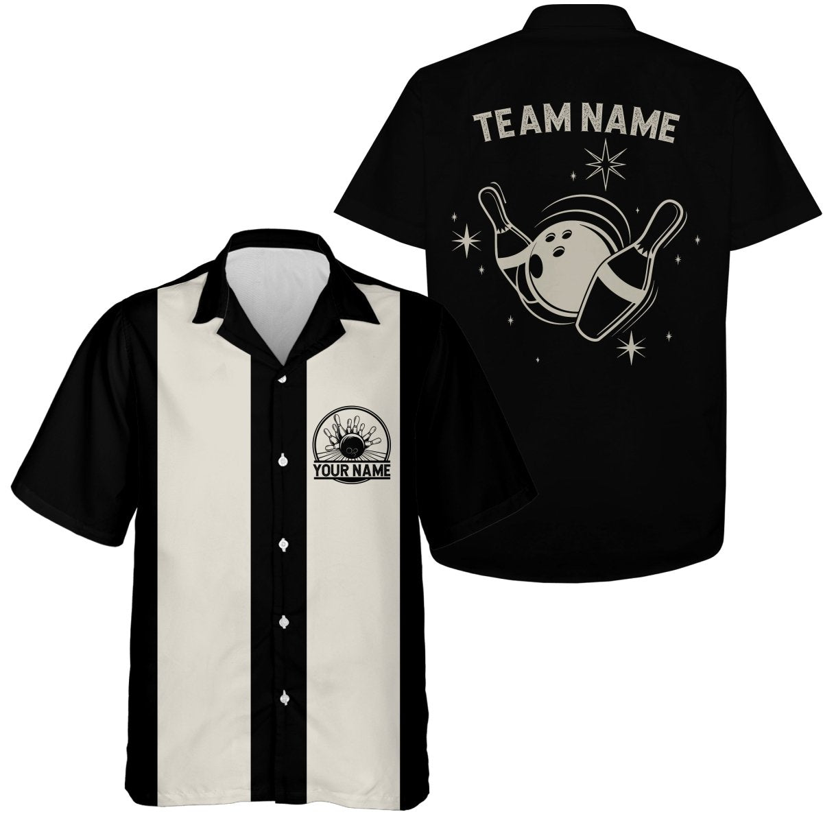 Personalisierte schwarze Retro-Bowlinghemden für Männer, Vintage-Bowlinghemden für Damen, Teamtrikots - Outfitsuche