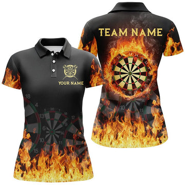 Personalisiertes 3D Feuerflammen-Darts-Polo-Shirt, individuell anpassbares cooles Darts-Teamtrikot für Frauen K481 - Outfitsuche