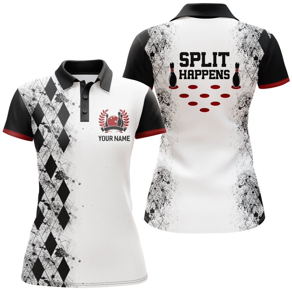 Personalisiertes Bowling-Shirt für Damen "Split Happens" mit Namen, Damen Polo Shirt für Bowling Liga NBP136 - Outfitsuche